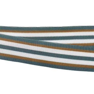 Band 25 mm gestreift türkis, ocker, weiß
