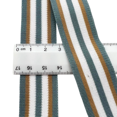 Band 25 mm gestreift türkis, ocker, weiß