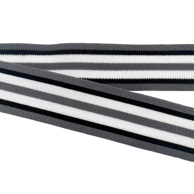 Band 25 mm gestreift grau, schwarz, weiß