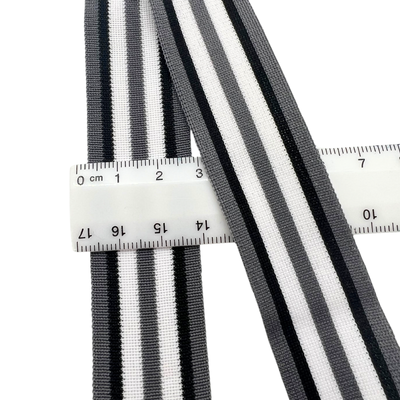 Band 25 mm gestreift grau, schwarz, weiß