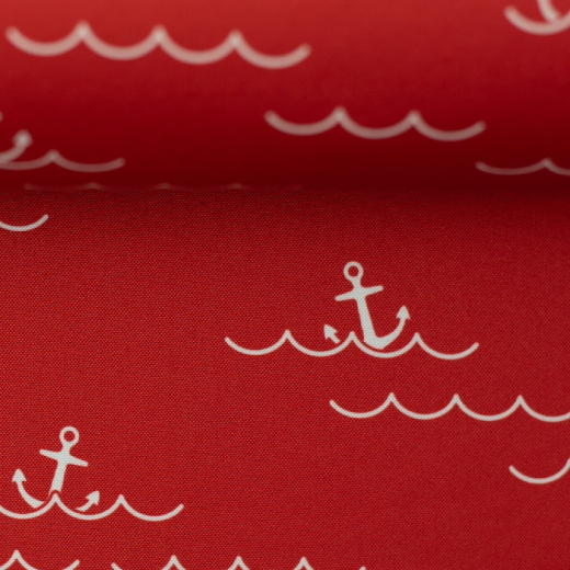 Fiete Nano-Softshell mit Fleece-Innenseite Anker, Wellen rot