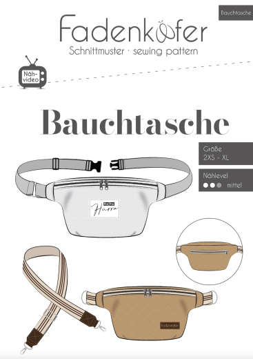 Fadenkäfer Papierschnittmuster Bauchtasche  •  Gr. 2XS -XL