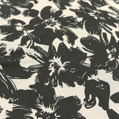 Viskose Webware floral Schwarz/grau