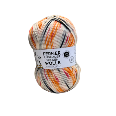 Ferner Lungauer Sockenwolle 6-fach Fb. 474 -orange/pink/anthrazit