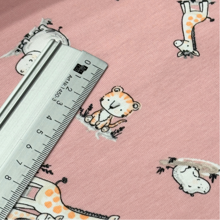 Baumwolljersey - baby animals rose