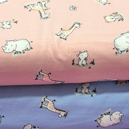 Baumwolljersey - baby animals rose