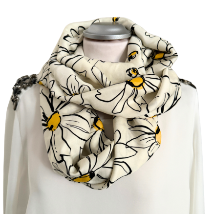 Viskoseloop - creme mit Blüten