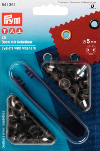 Ösen und Scheiben, 5,0mm, altmessing (541361)