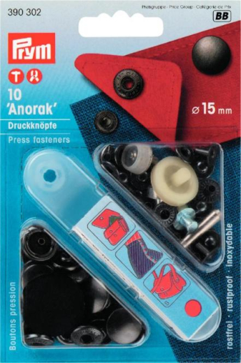 Nähfrei-Druckknopf Anorak, 15mm, brüniert (390302)