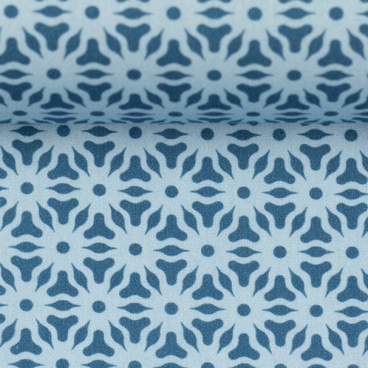 Kim Baumwolle blau mit abstrakten Blüten