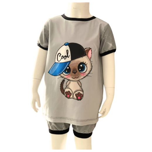 Set aus T-Shirt und kurzer Hose -  Katze 