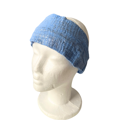 Musselinstirnband Glitzer blau