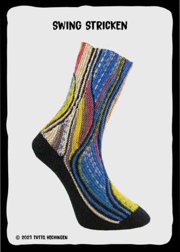 Opal Sockenwolle 4-fach Fb. 4057 Regenbaum- blau/gelb
