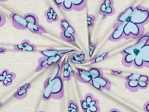 S&W Stoffe • Jersey melange - Blüten