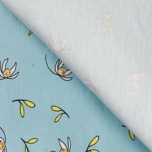 Baumwolljersey Lili dusty blue - Folien Print