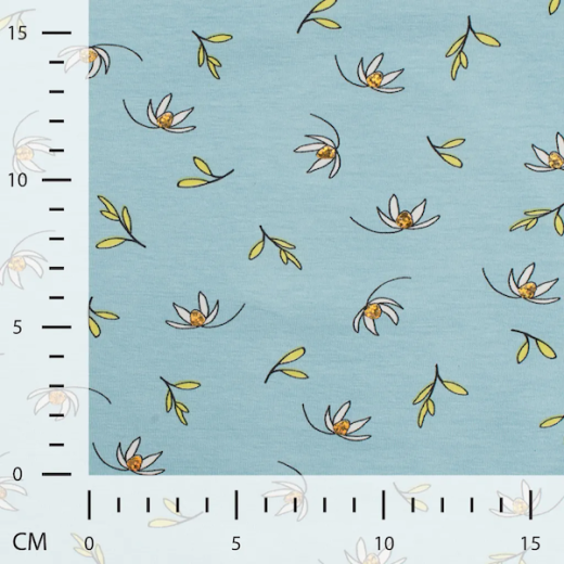 Baumwolljersey Lili dusty blue - Folien Print