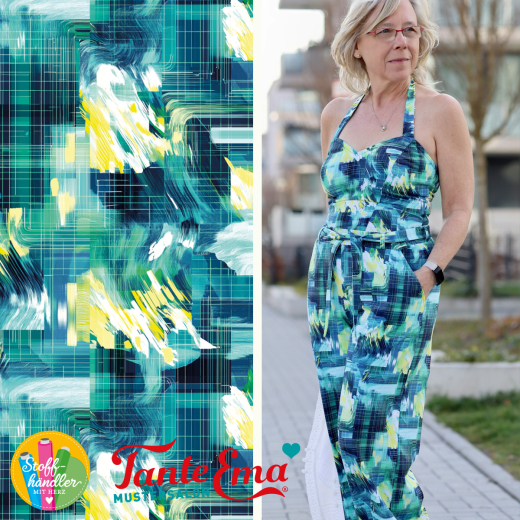 Baumwolljersey Shimmering Bloom - abstrakes Design