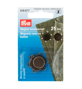 Magnet-Annähknopf in altmessing - 25 mm