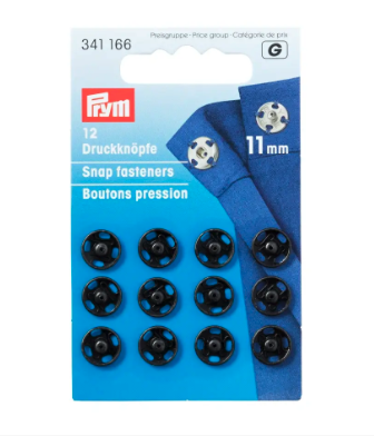 Annäh-Druckknöpfe, 11mm, schwarz
