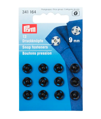 Annäh-Druckknöpfe, 9mm, schwarz