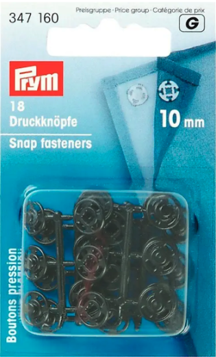 Annäh-Druckknöpfe, 10mm, schwarz