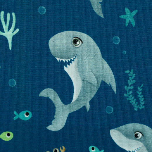 SWAFING • Baumwolljersey Haie, Krabben, Fische, petrol - Ahoi! by mrs Mint design