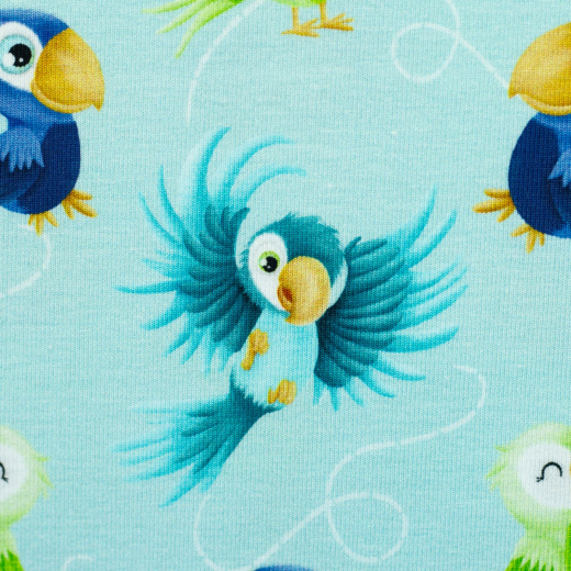 SWAFING • Baumwolljersey SWAFING •  Papageien, hellblau - Ahoi! by mrs Mint design