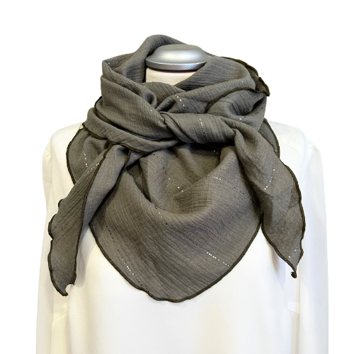 Musselindreieckstuch in olive mit Glitzer