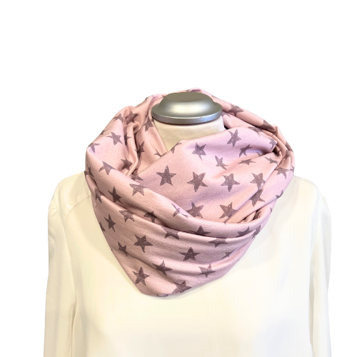 Loopschal in rosa mit Sternen
