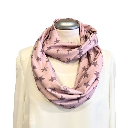 Loopschal in rosa mit Sternen