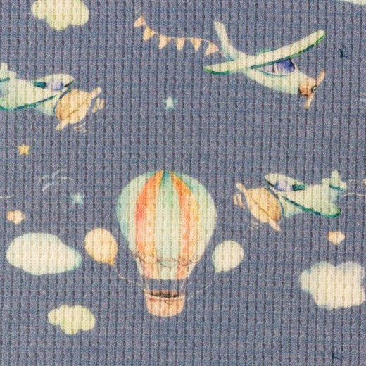 60cm Zuschnitt - Waffelstrick Waffeljersey Maja Durch die Lüfte