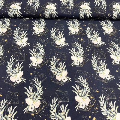 90cm Teilstück - Fräulein von Julie - French Terry - abstrakt / floral