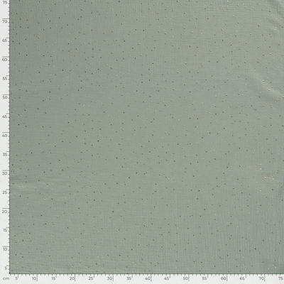 Musselin altgrün mit goldenen Punkten