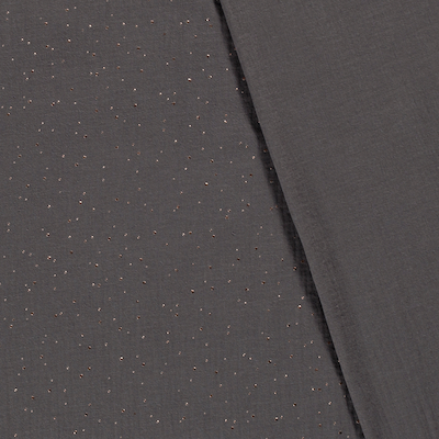 Musselin dunkelgrau mit goldenen Punkten
