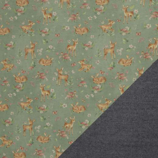 Swafing - Alpenfleece Isla - Rehe, Blumen - mint