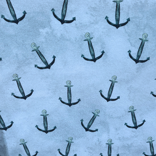 1,3 m Zuschnitt - Hanabi  - Anker - baby blue