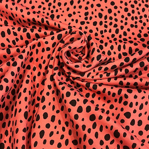 1,3m Zuschnitt - Hanabi • French Terry - rain of Dots - koralle