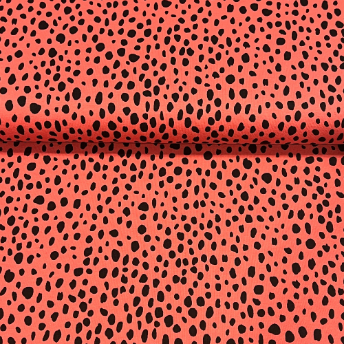 1,3m Zuschnitt - Hanabi • French Terry - rain of Dots - koralle