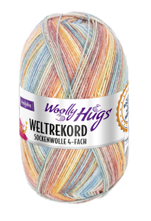 Woolly Hugs Weltrekord Sockenwolle Fb. 02 - gelb/orange/hellblau