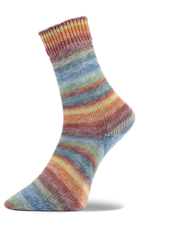 Woolly Hugs Weltrekord Sockenwolle Fb. 02 - gelb/orange/hellblau