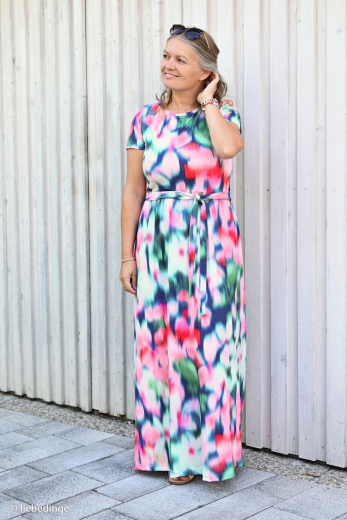 Sizilien - Viskosejersey abstrakt - rosa/dunkelblau/graßgrün