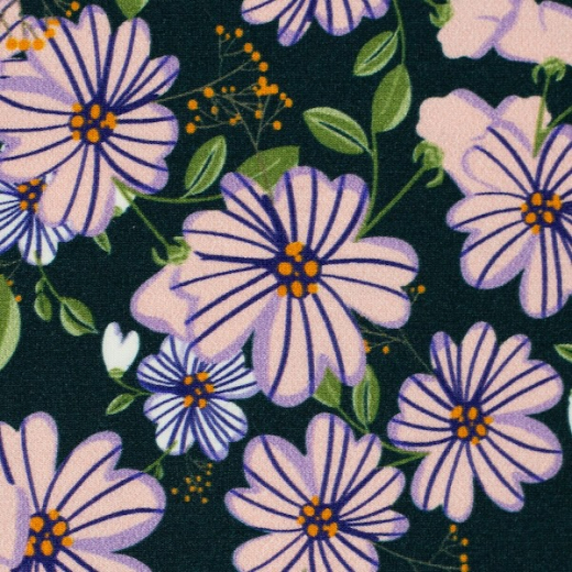 Sizilien - Viskosejersey Blumen - rosa/petrol