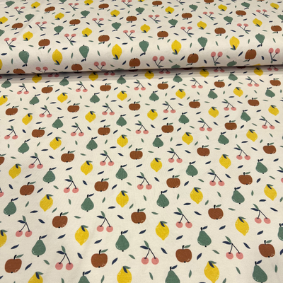 Fräulein von Julie • Baumwolljersey Freche Früchte auf creme