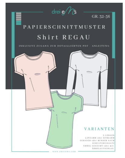 Dreiems - Papierschnittmuster Shirt Regau für Damen - Gr. 32-56