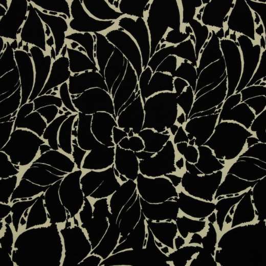 Sizilien - Viskosejersey Blätter in ecru/schwarz