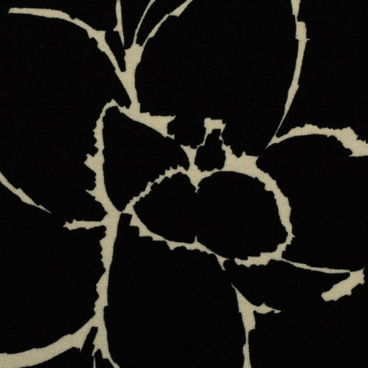 Sizilien - Viskosejersey Blätter in ecru/schwarz