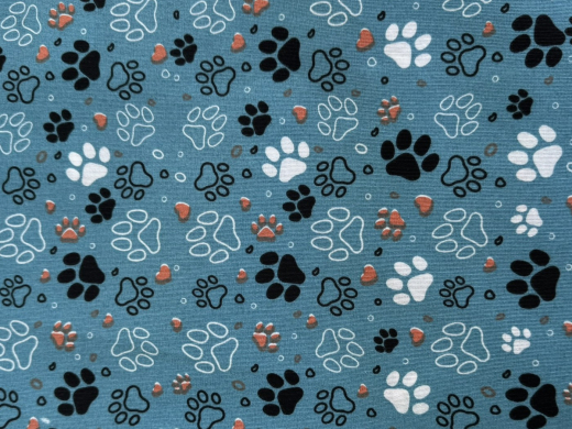 S&W • Deko Druck Loneta Hunde Tatzen •  blau