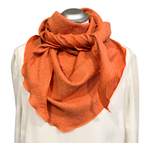 Musselintuch orange mit Tupfen