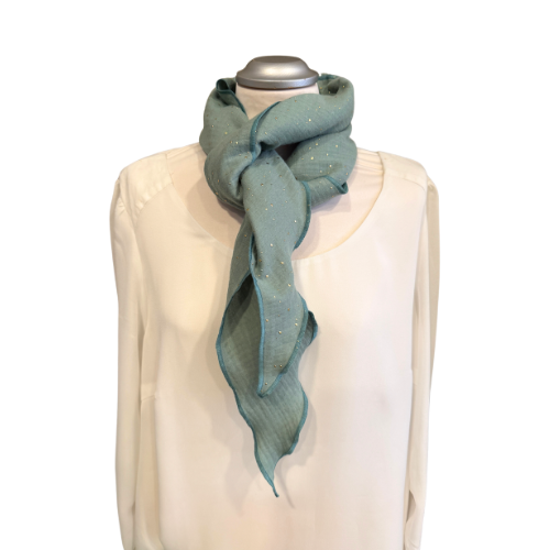 Musselintuch altmint mit Goldpunkten