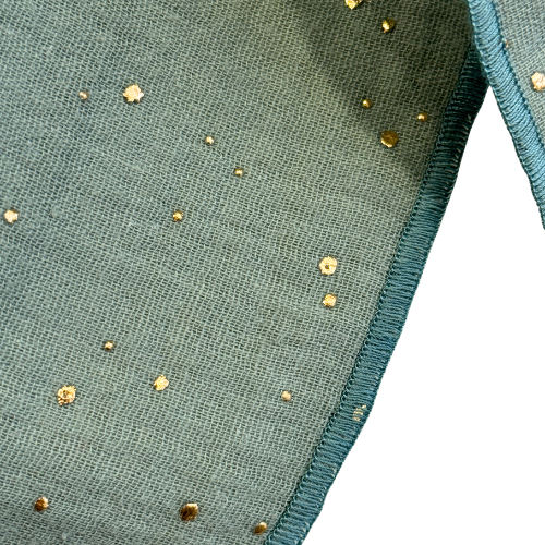 Musselintuch altmint mit Goldpunkten